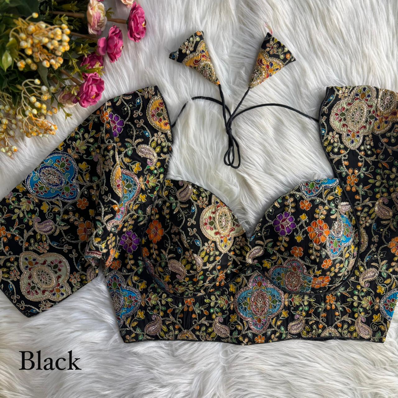 Heavy Embroidery With Beautiful Position Print ready made blouse