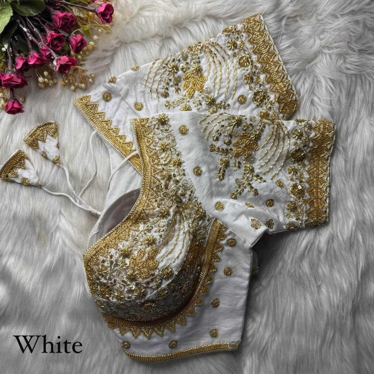 Heavy Beads + Sequins & Codding Work ready made blouse