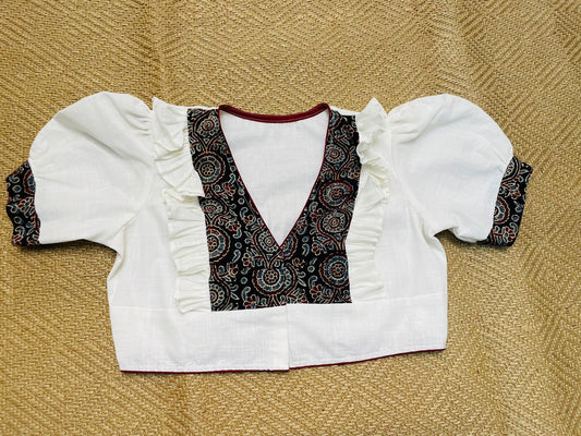 Cotton Printed With Frill - Premium Designer Blouse
