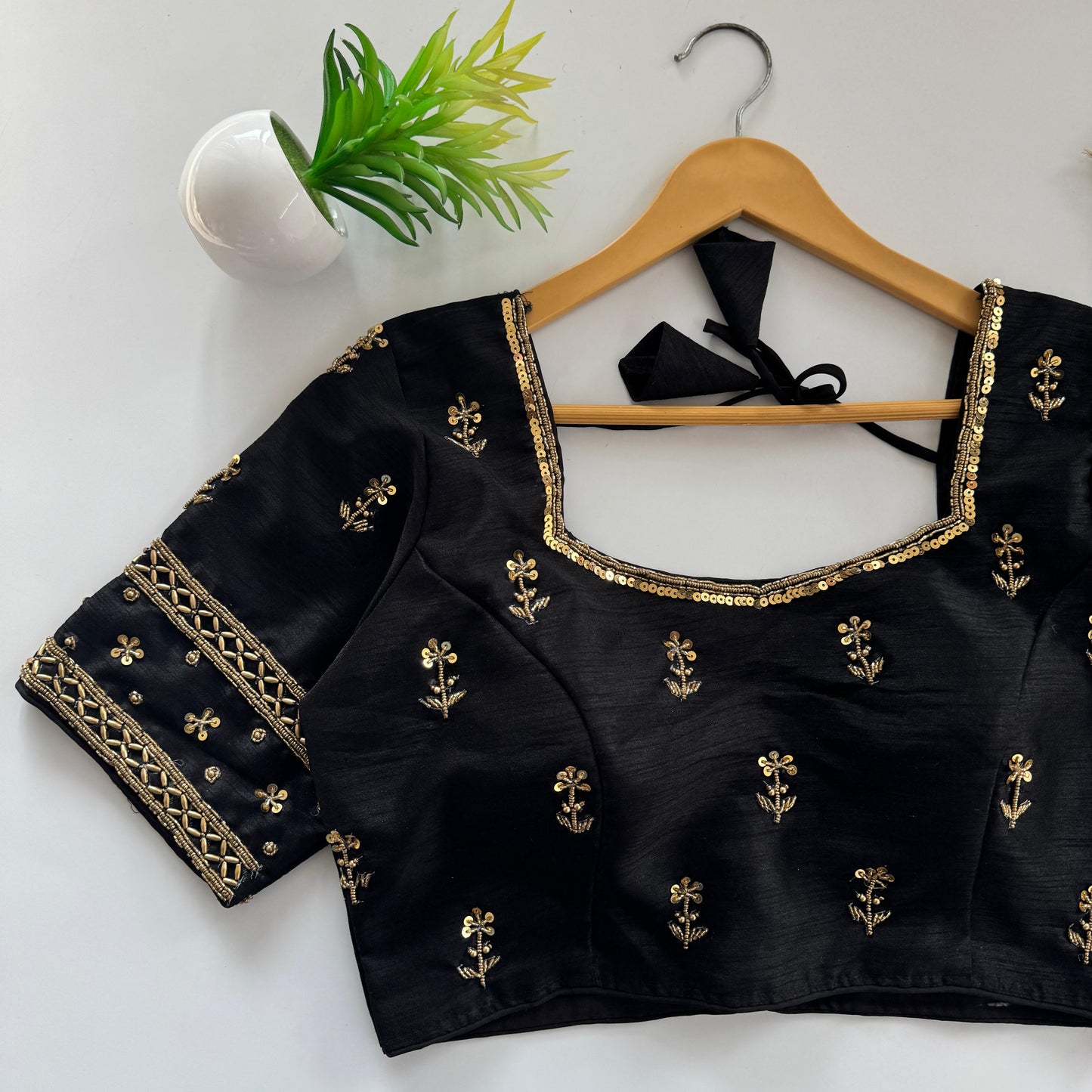 Beautiful handwork all over front and sleeves with designer handwork ready made blouse