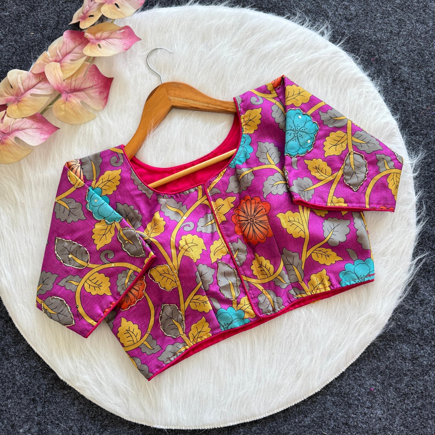 Pure Silk Fabric With Decent Print All Over - Premium Readymade Blouse