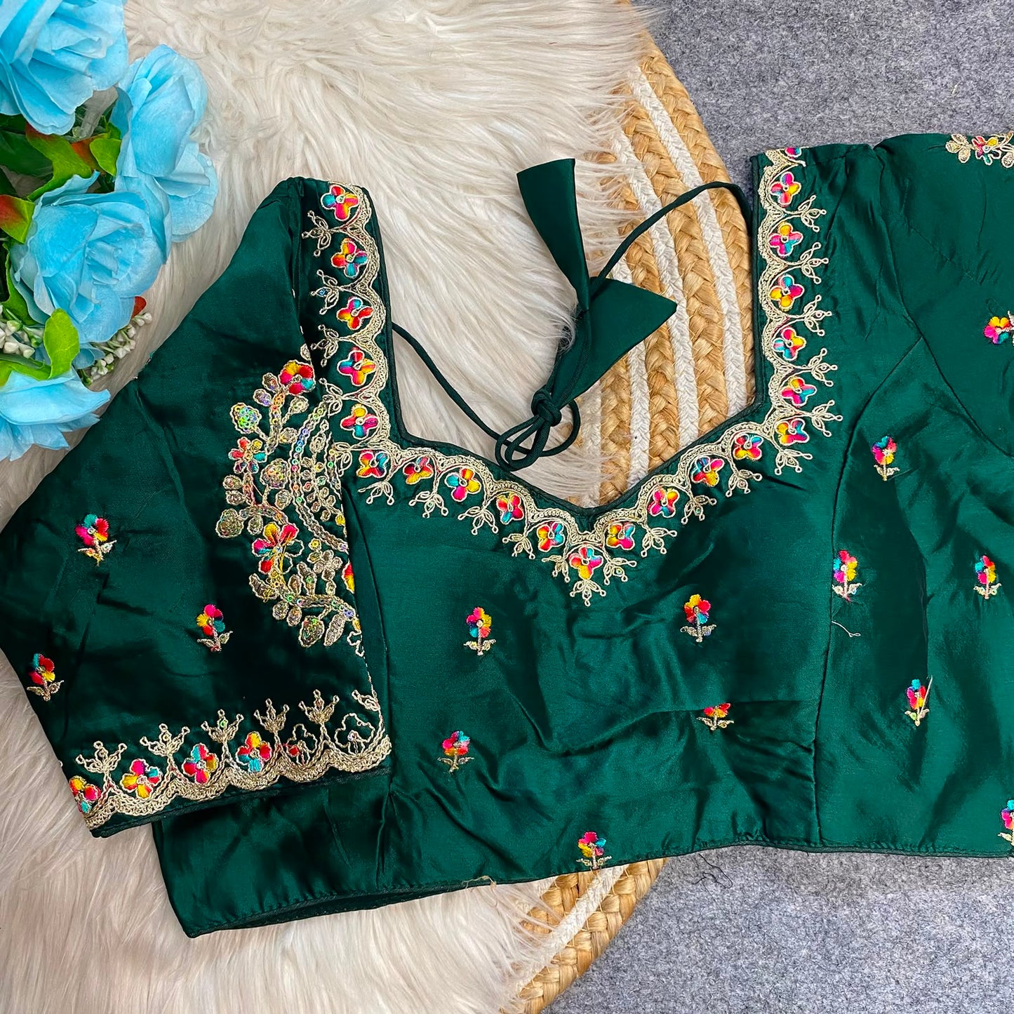 Heavy Embroidery Work ready made blouse