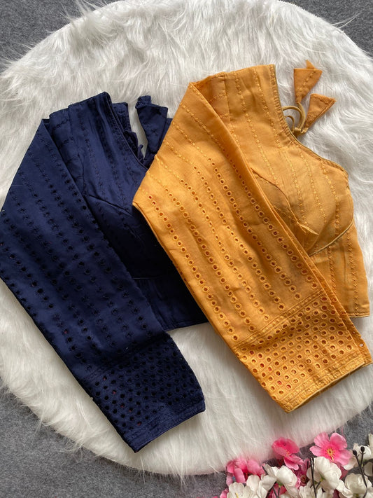 Pure Cotton Hakoba full sleeve ready made blouse