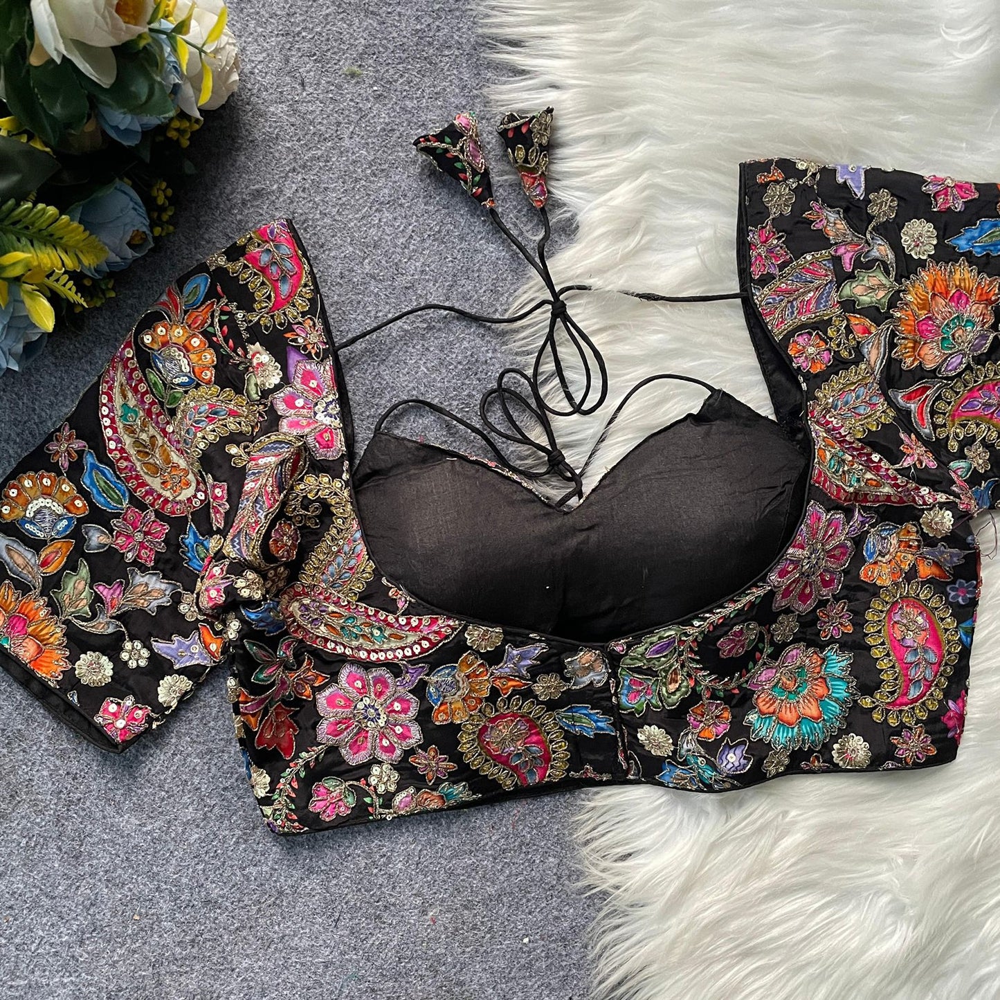 Heavy Pure Crepe ready made blouse