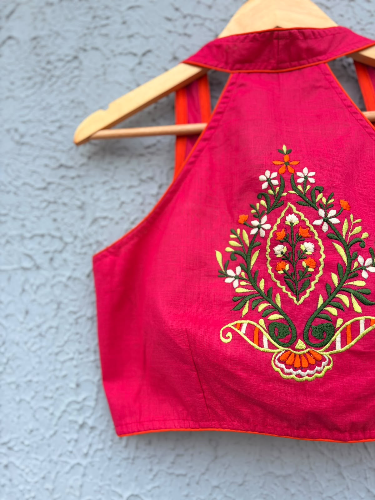 Cotton embroidered Halterneck designer blouse