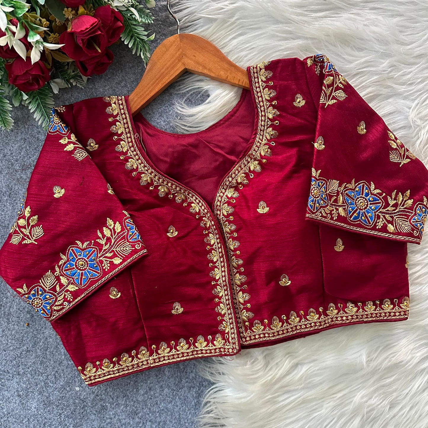 Heavy Embroidery Work ready made blouse