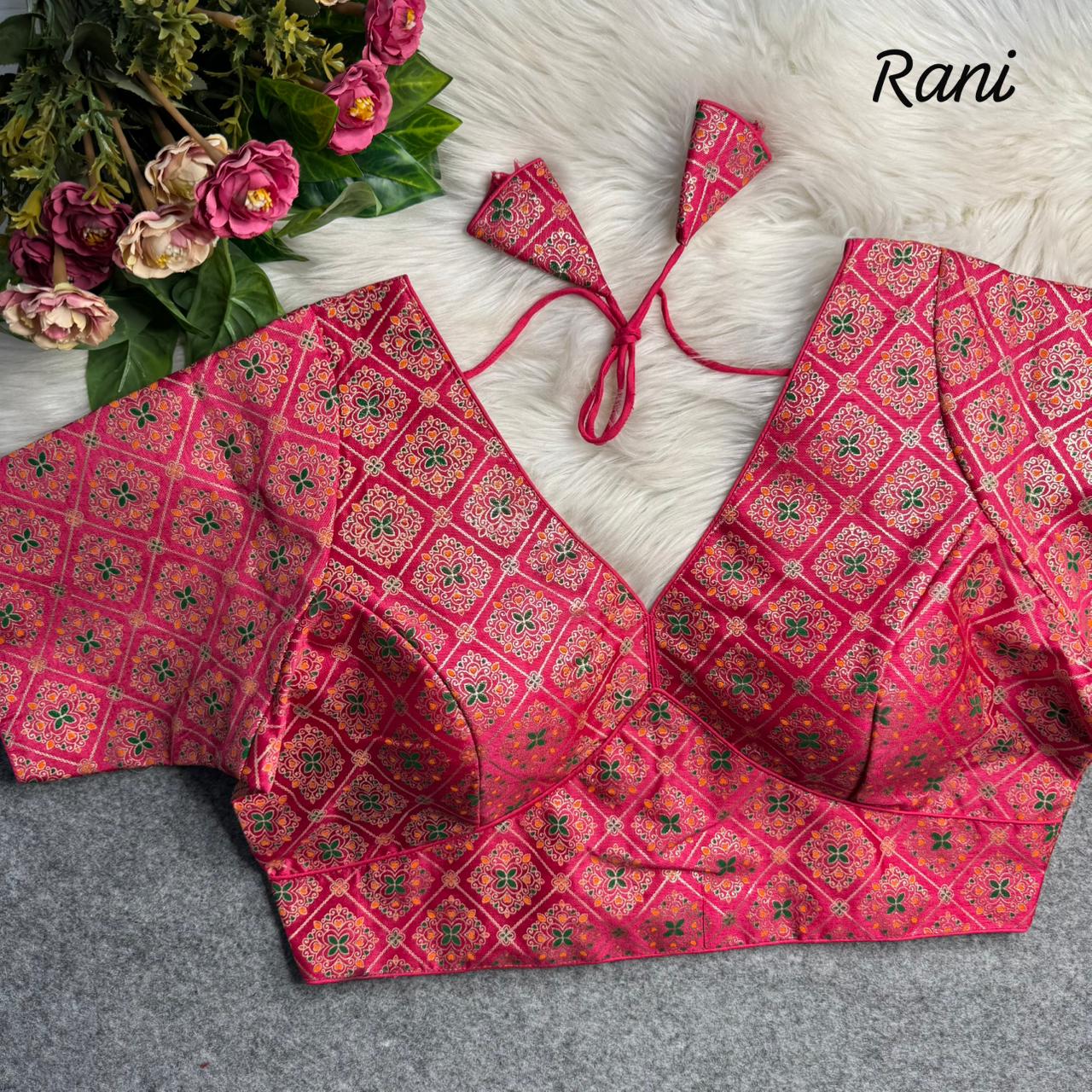 Patoda print v neck ready made blouse
