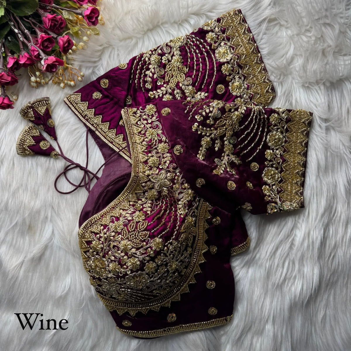 Heavy Beads + Sequins & Codding Work ready made blouse