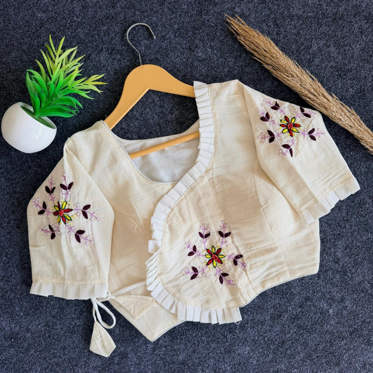 A beauty of handwork all over ready made blouse