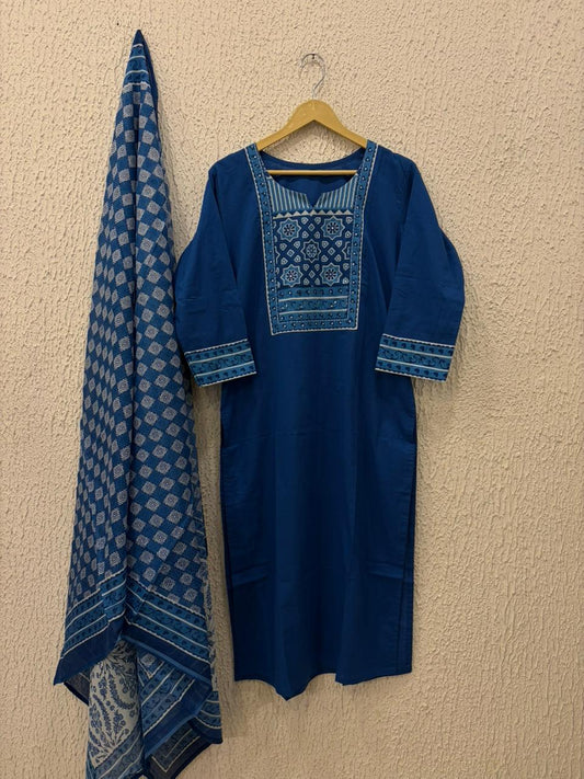 Cotton printed work salwar suit