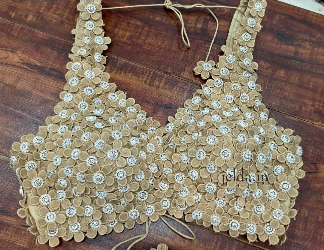 Exclusive Flower beads and lace handwork custom made blouse