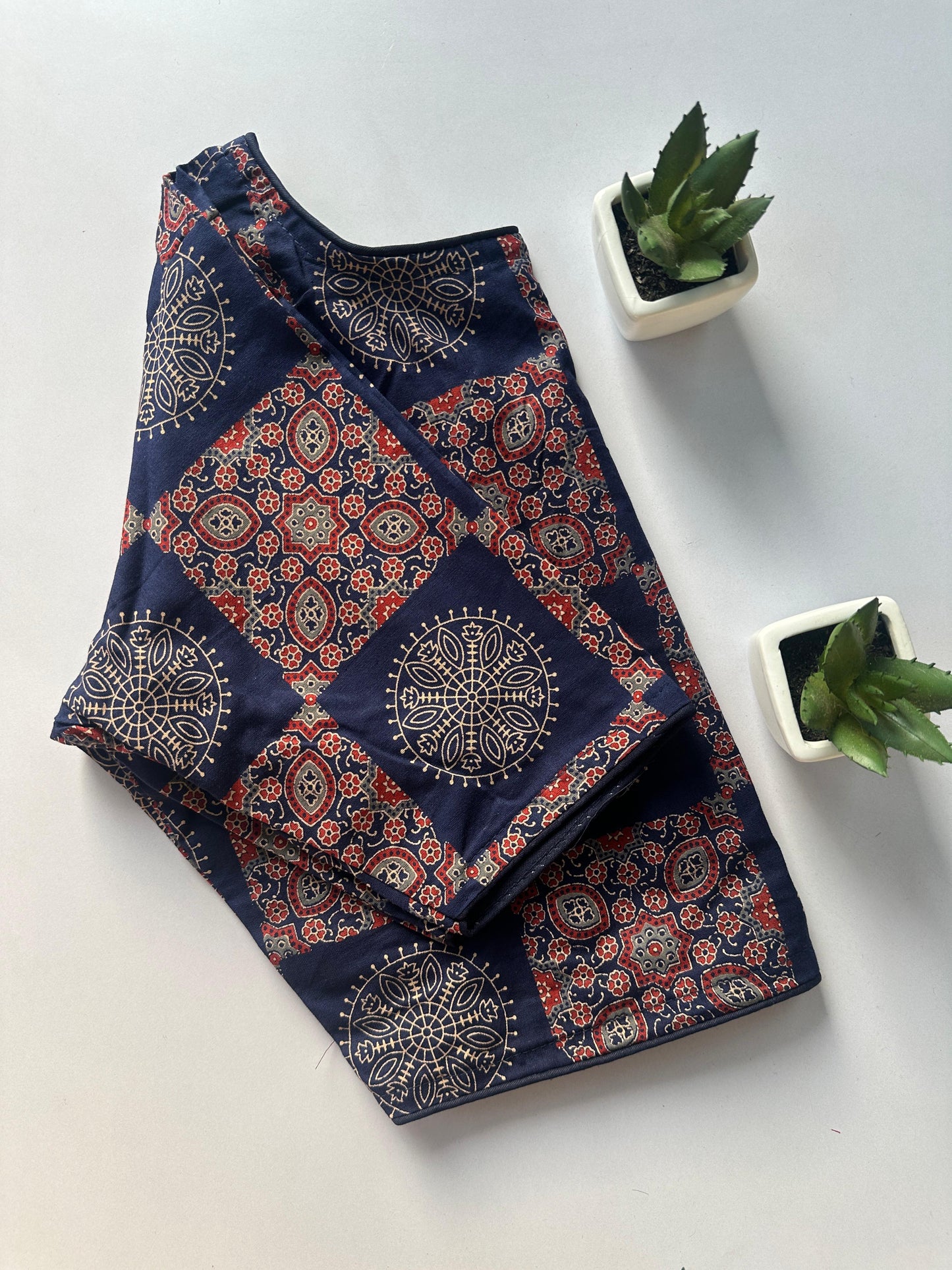 Presenting pure ajrakh handBlock/ikkat/indigo cotton ready made blouse