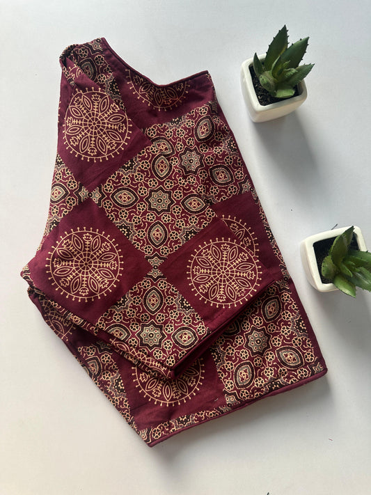 Presenting pure ajrakh handBlock/ikkat/indigo cotton ready made blouse