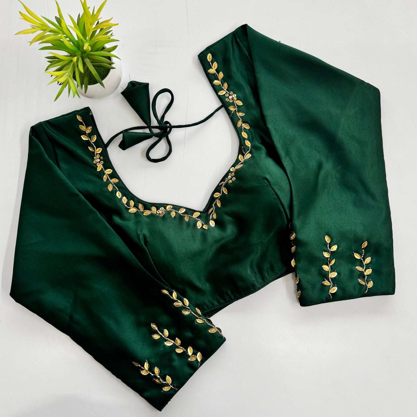 A Beauty Of Golden Handwork With Sequins All Over - Premium Readymade Blouse