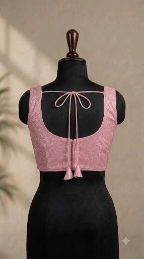 Blush Pink Metallic Shimmer Sleeveless ready made blouse