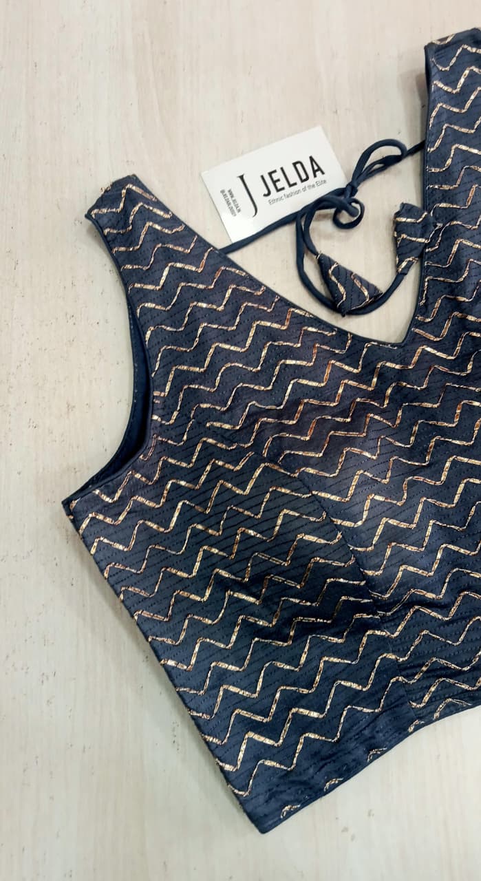 Zari work v neck ready made blouse
