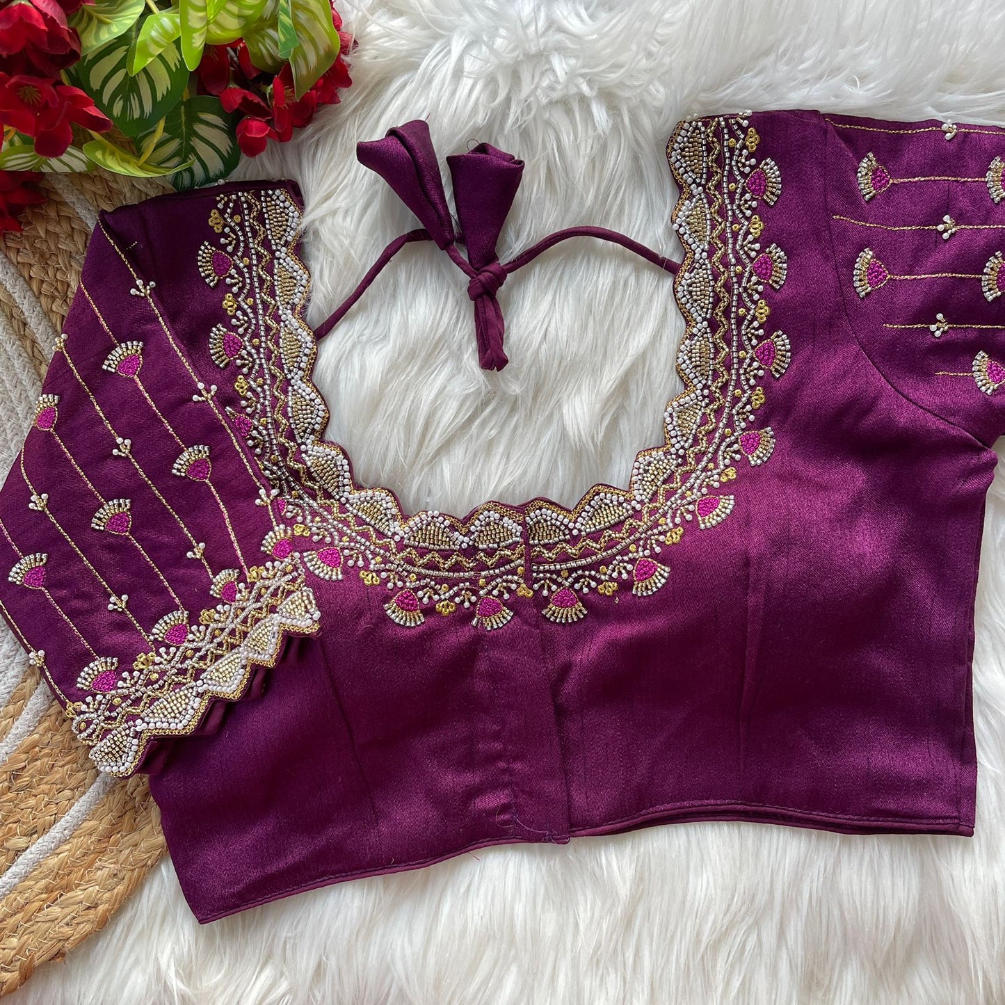 Heavy Pure Soft Roman Silk With Tricot Fuising ready made blouse