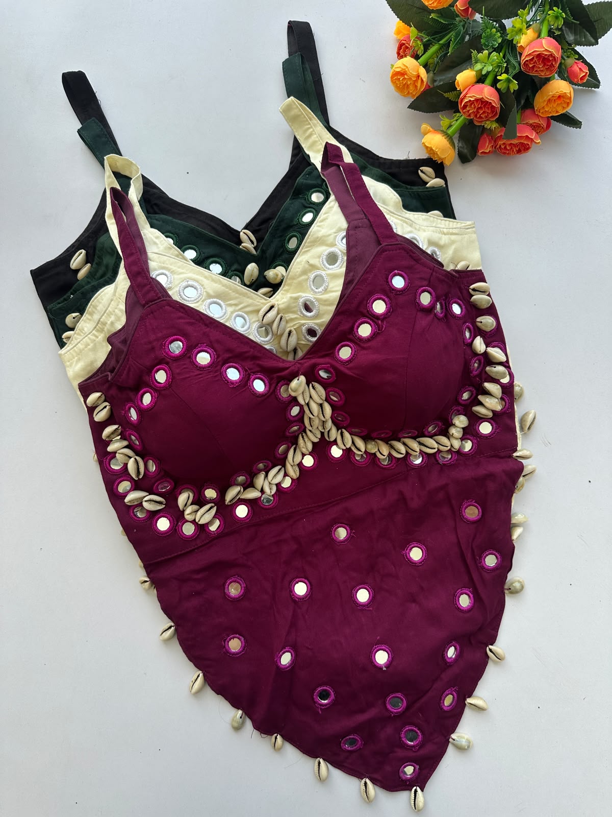 Heavy Thread & Hand Mirror Work ready made blouse