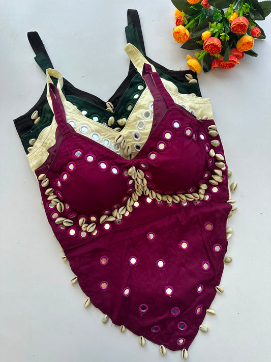 Heavy Thread & Hand Mirror Work ready made blouse