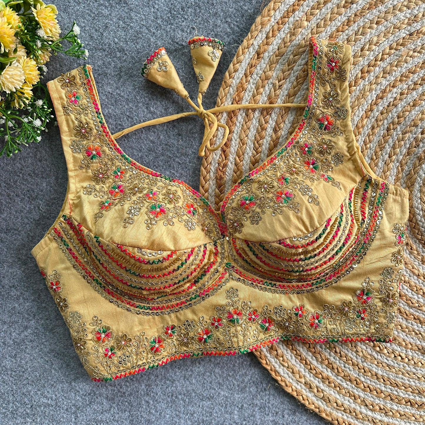 Heavy Zari + Sequins & Beads Work ready made blouse