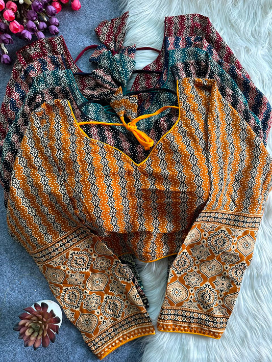 Ajrakh Cotton ready made blouse