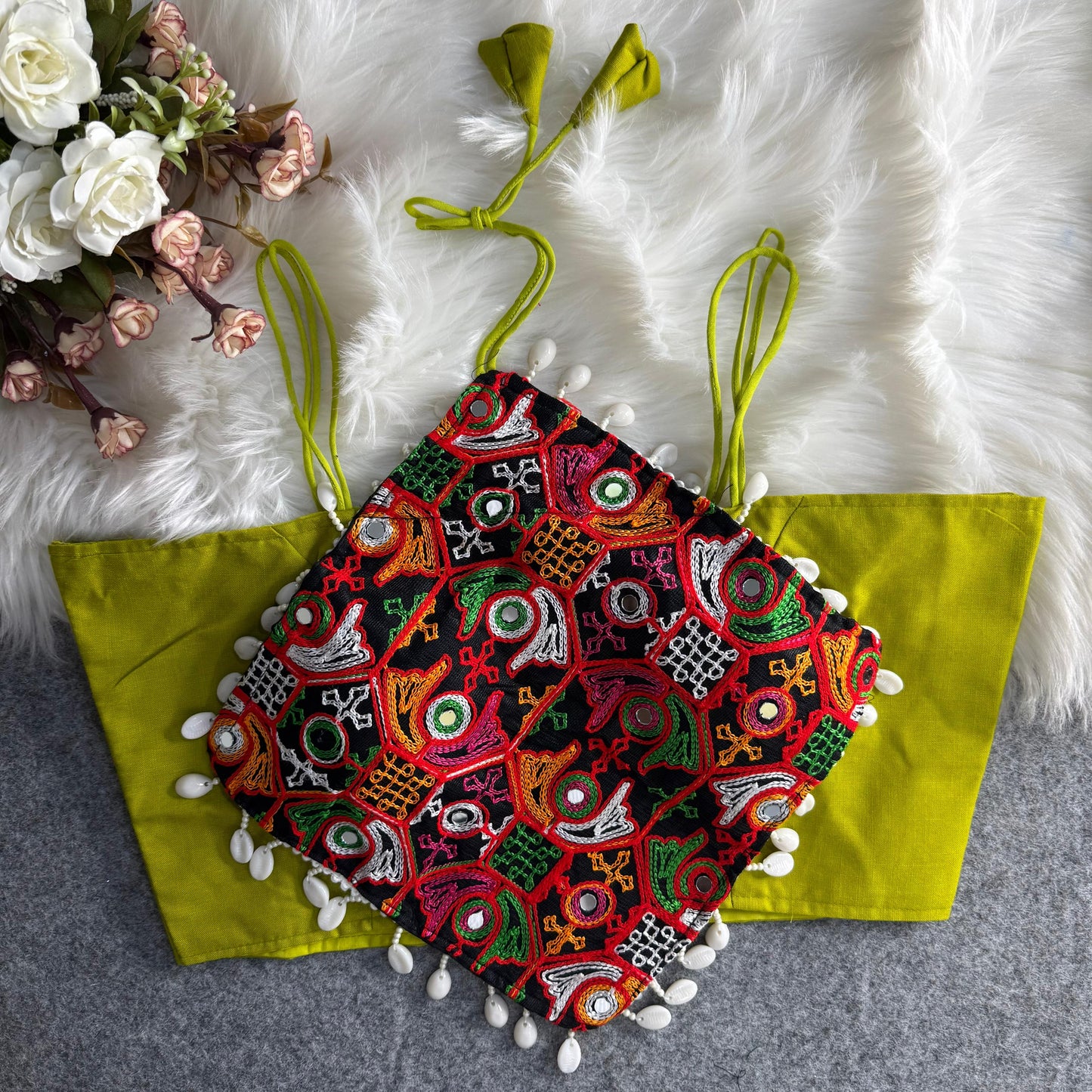 Heavy Embroidery With traditional Lace ready made blouse