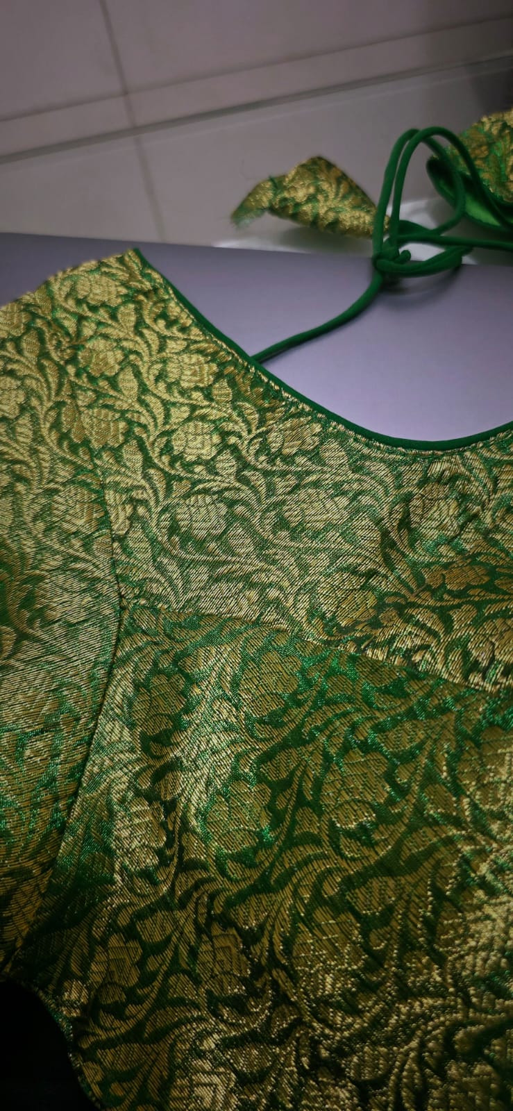 Emerald Green Zari Tissue Designer ready made blouse