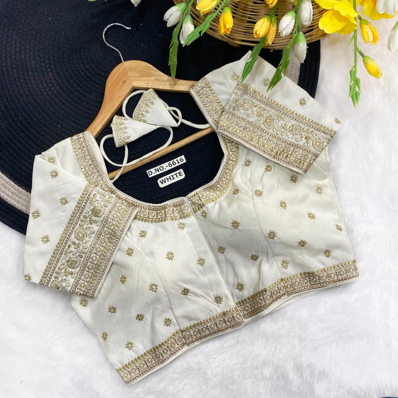 Slub silk embroidery ready made blouse