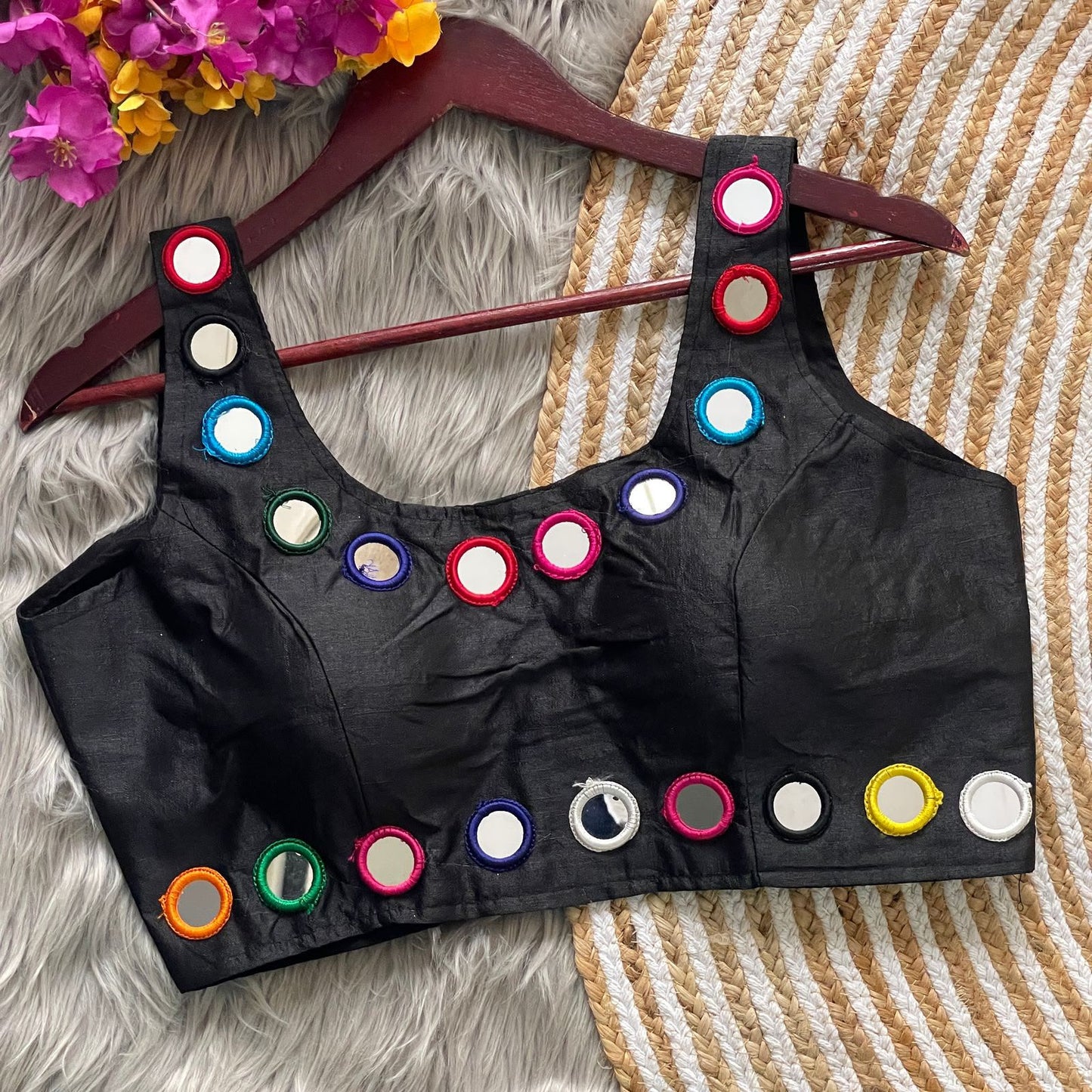 Heavy Real Mirror Work ready made blouse