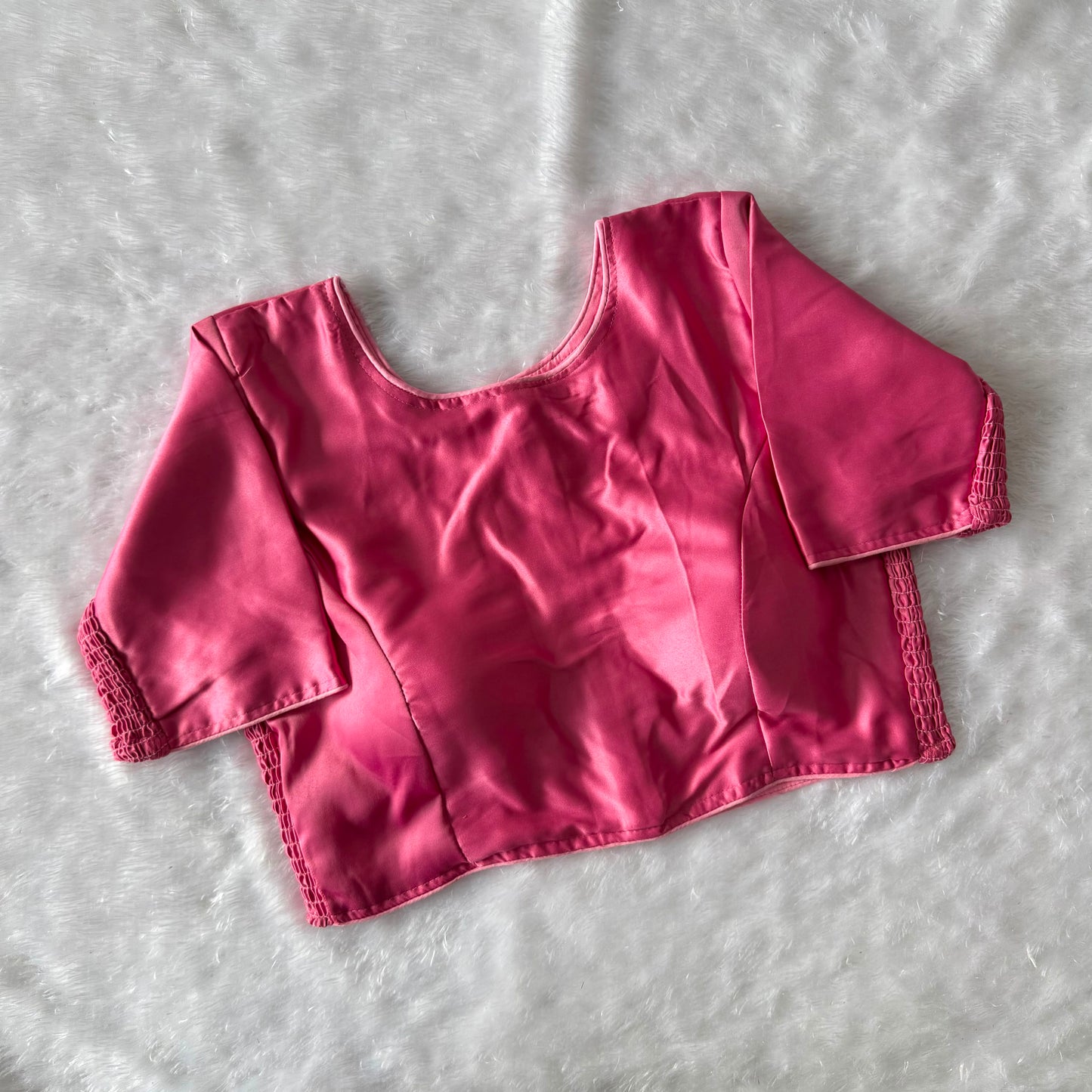 Soft silk fabric with elastic attach for better fitting ready made blouse