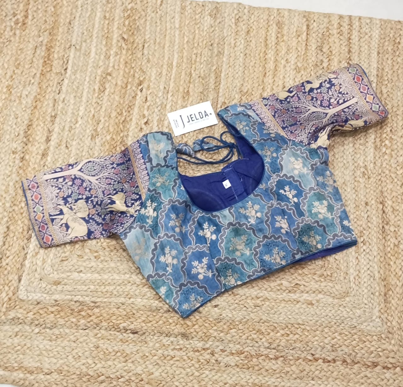 Printed zari work ready made blouse
