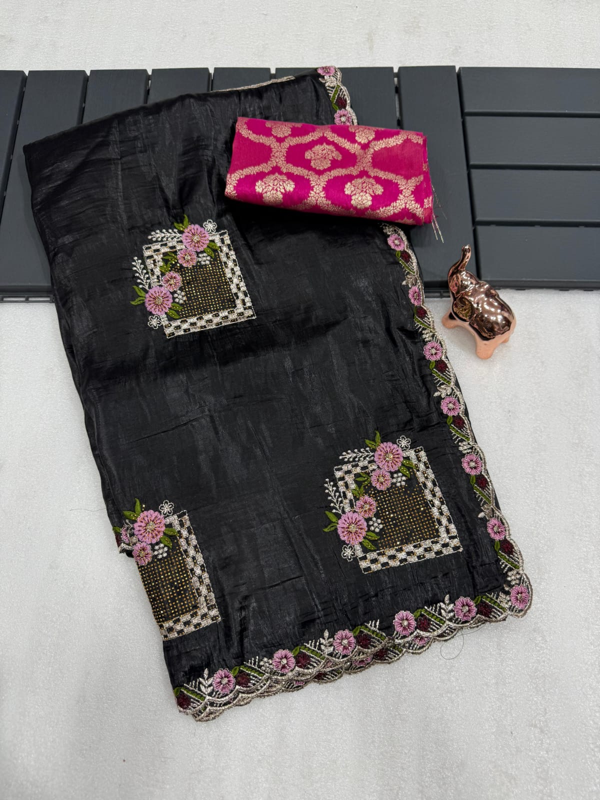 Pure paper silk crush saree