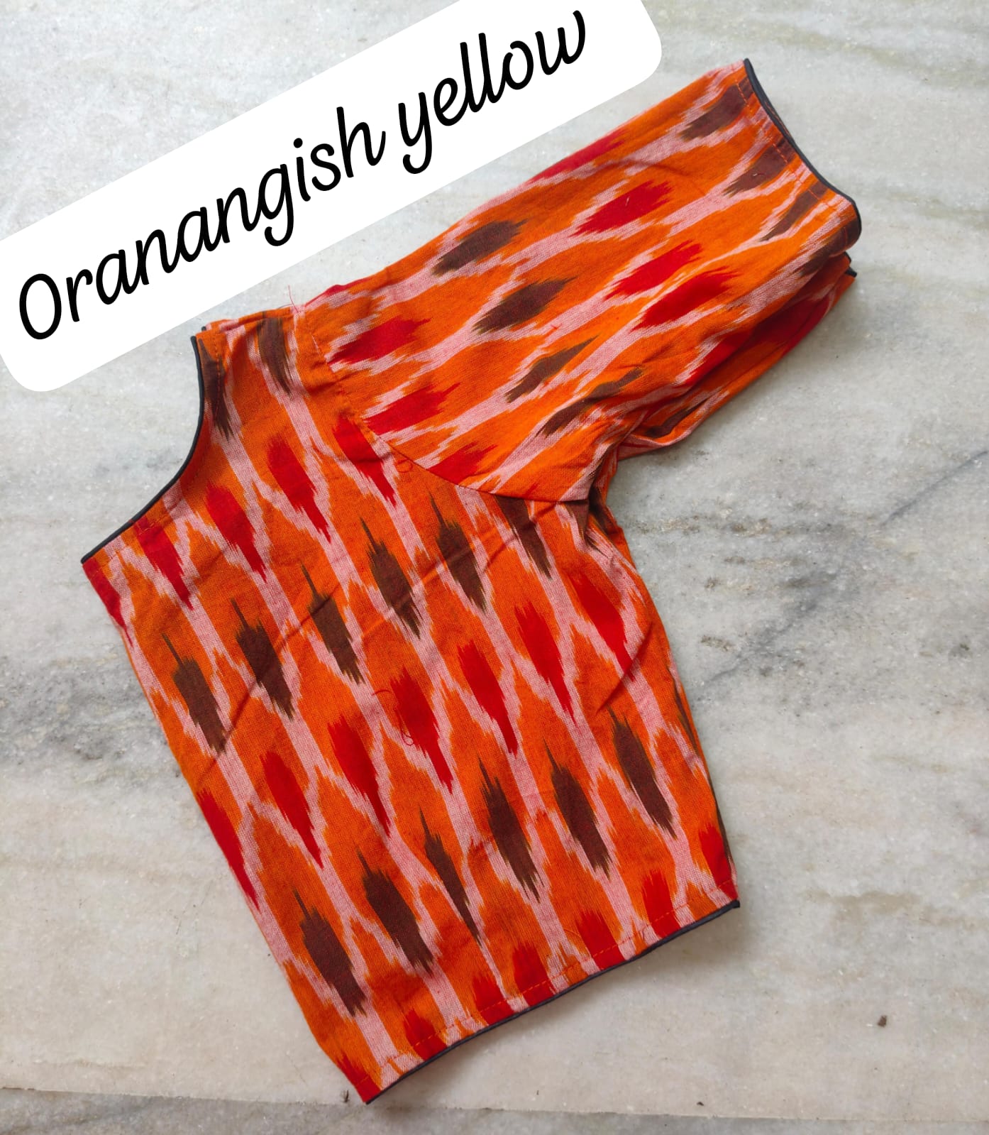 Ikkat boatneck ready made blouse