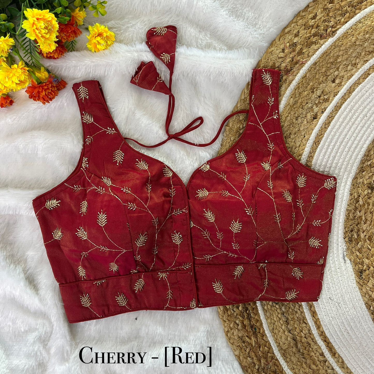 EXCLUSIVE PARTYWEAR COSMOS BITS PIPE & ZARI EMBROIDERY WORK  READY MADE BLOUSE