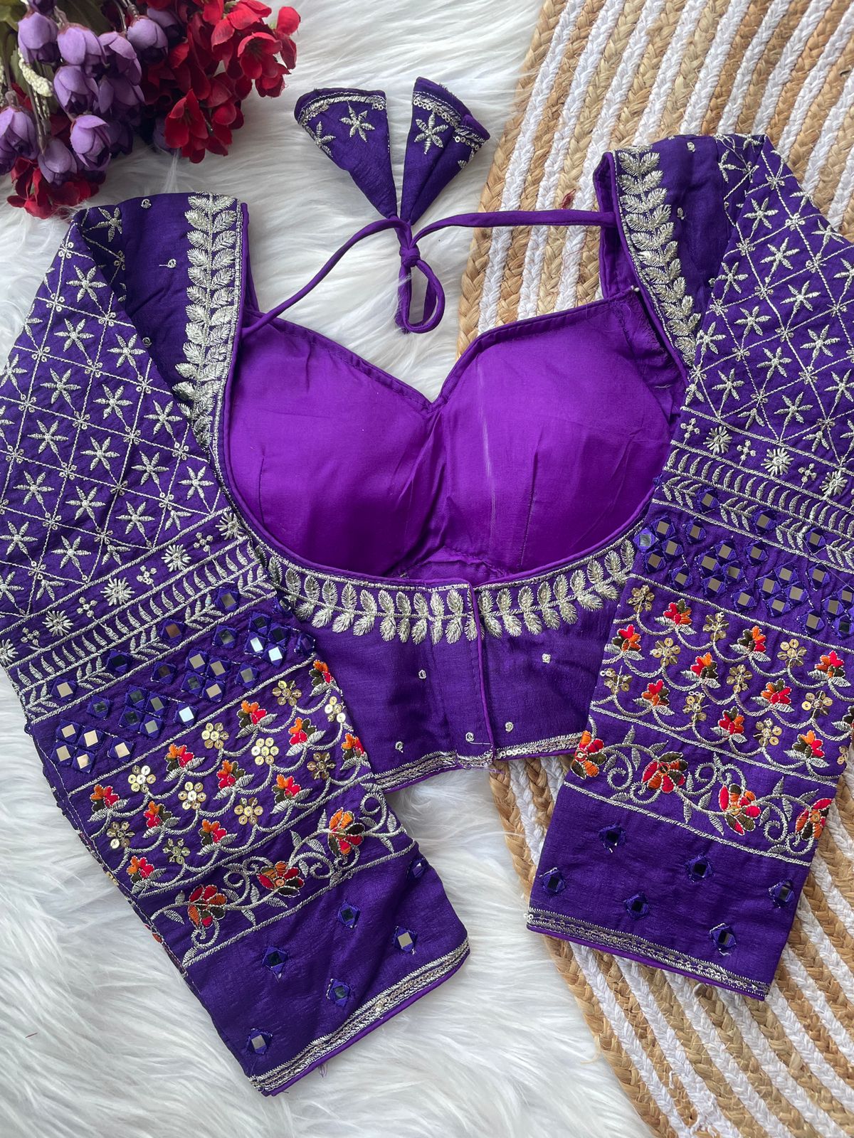 Heavy vichitra silk full sleeve ready made blouse