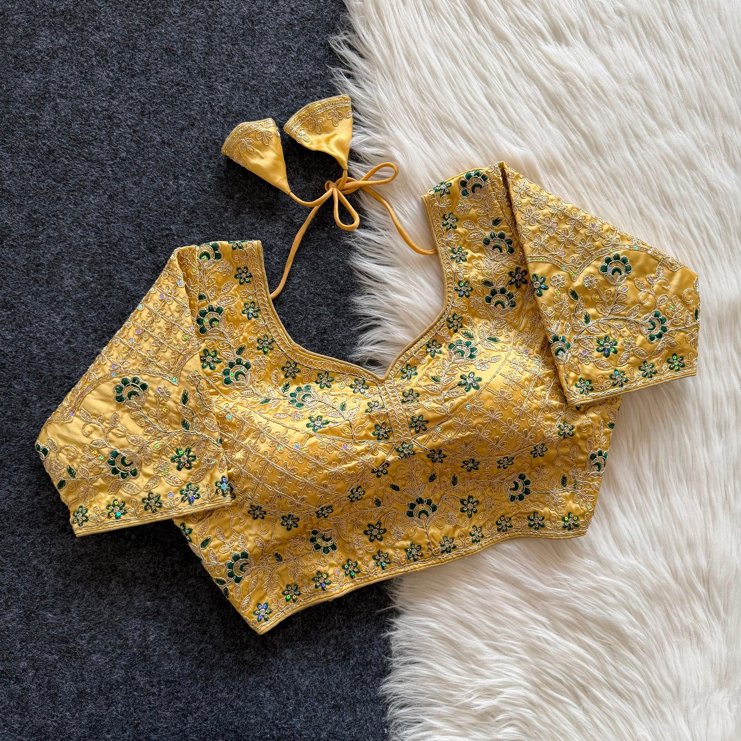 A beautiful  work with  sequins all over ready made blouse