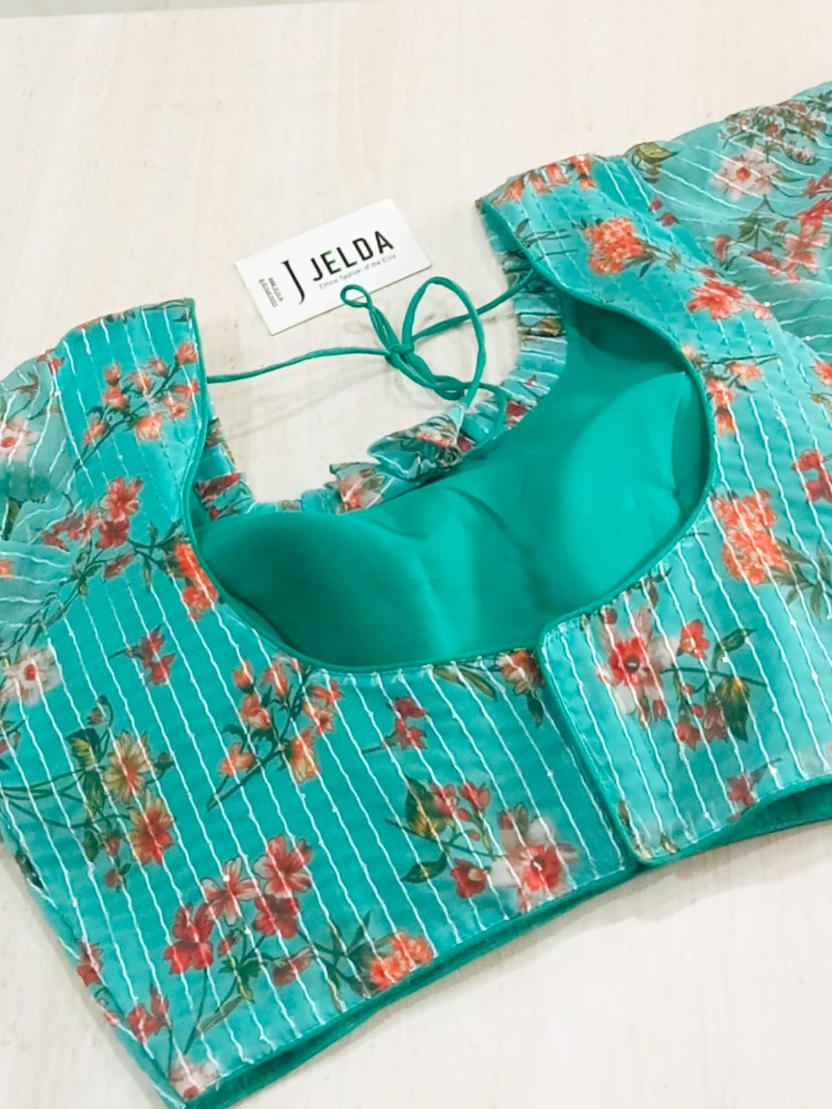 Printed work with frill sleeve ready made blouse