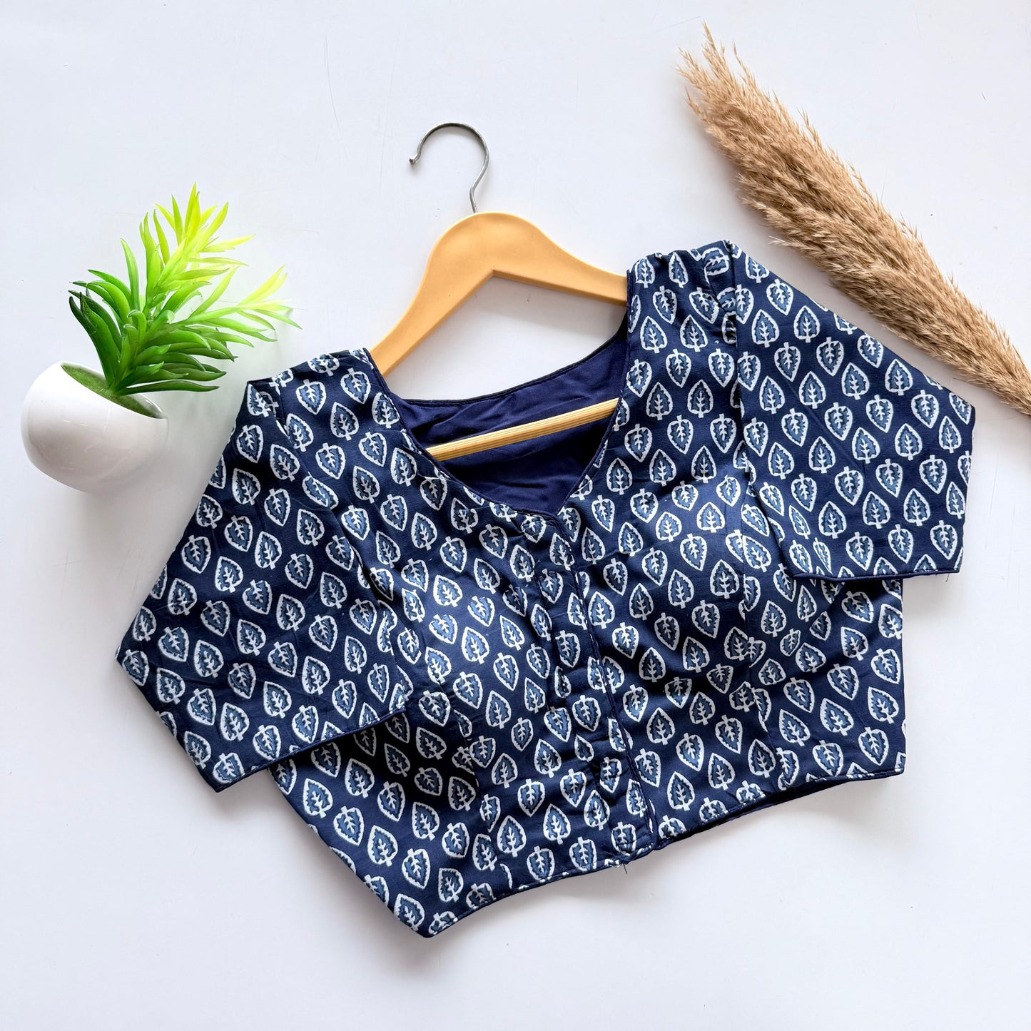 Plain cotton with hand paint all over ready made blouse