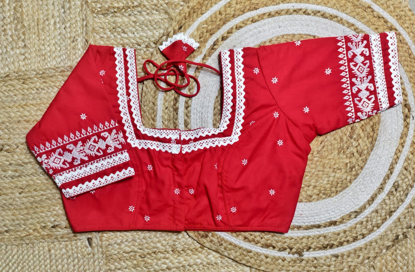 Jamdani handloom weaving cotton ready made blouse