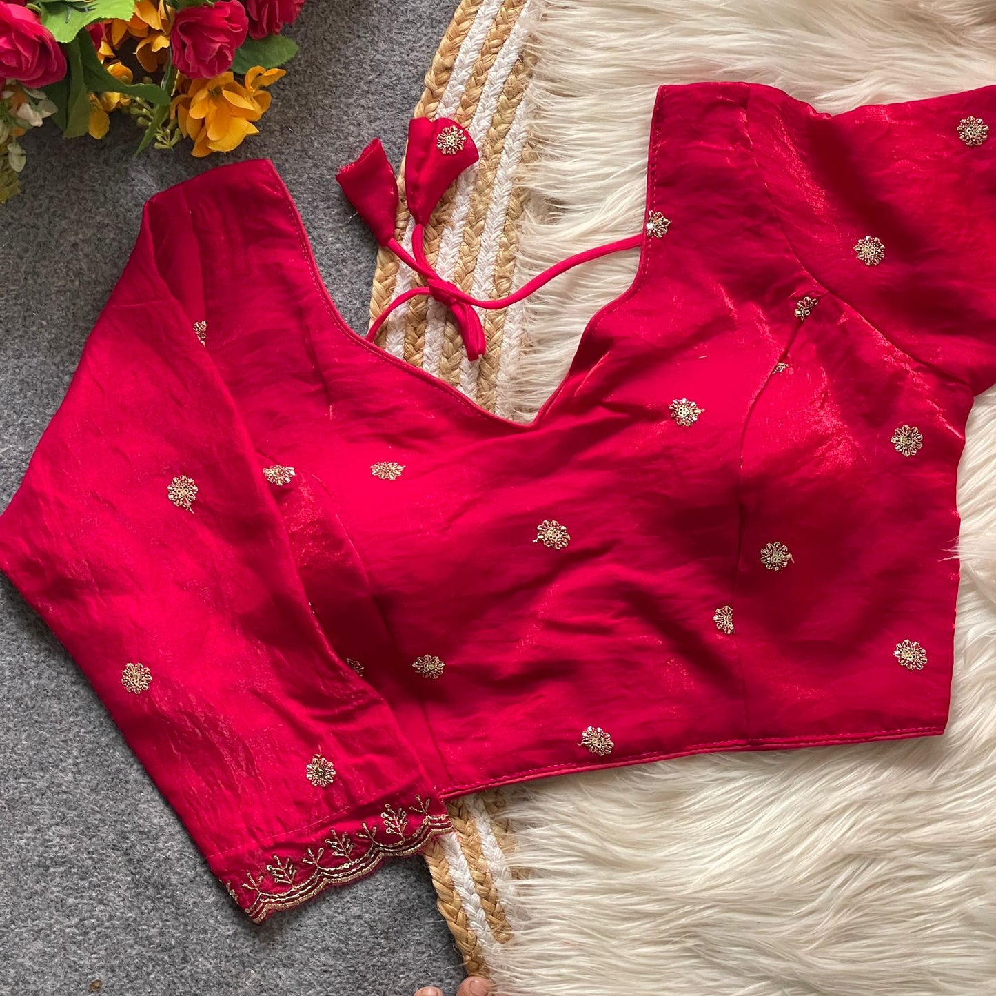 Heavy Handwork + Sequins & Codding Thread Work Ready Made Blouse