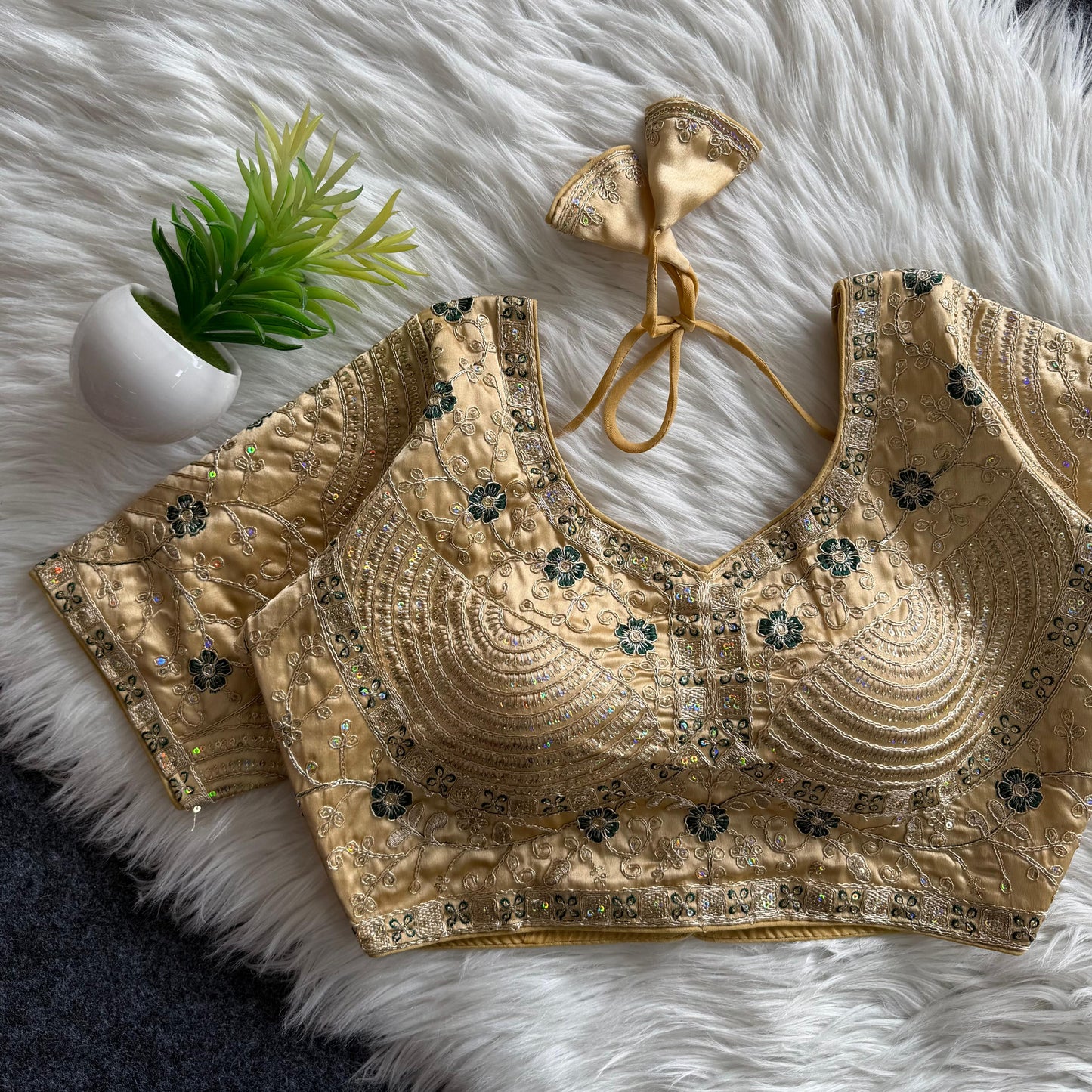 A beautiful work with sequins all over ready made blouse