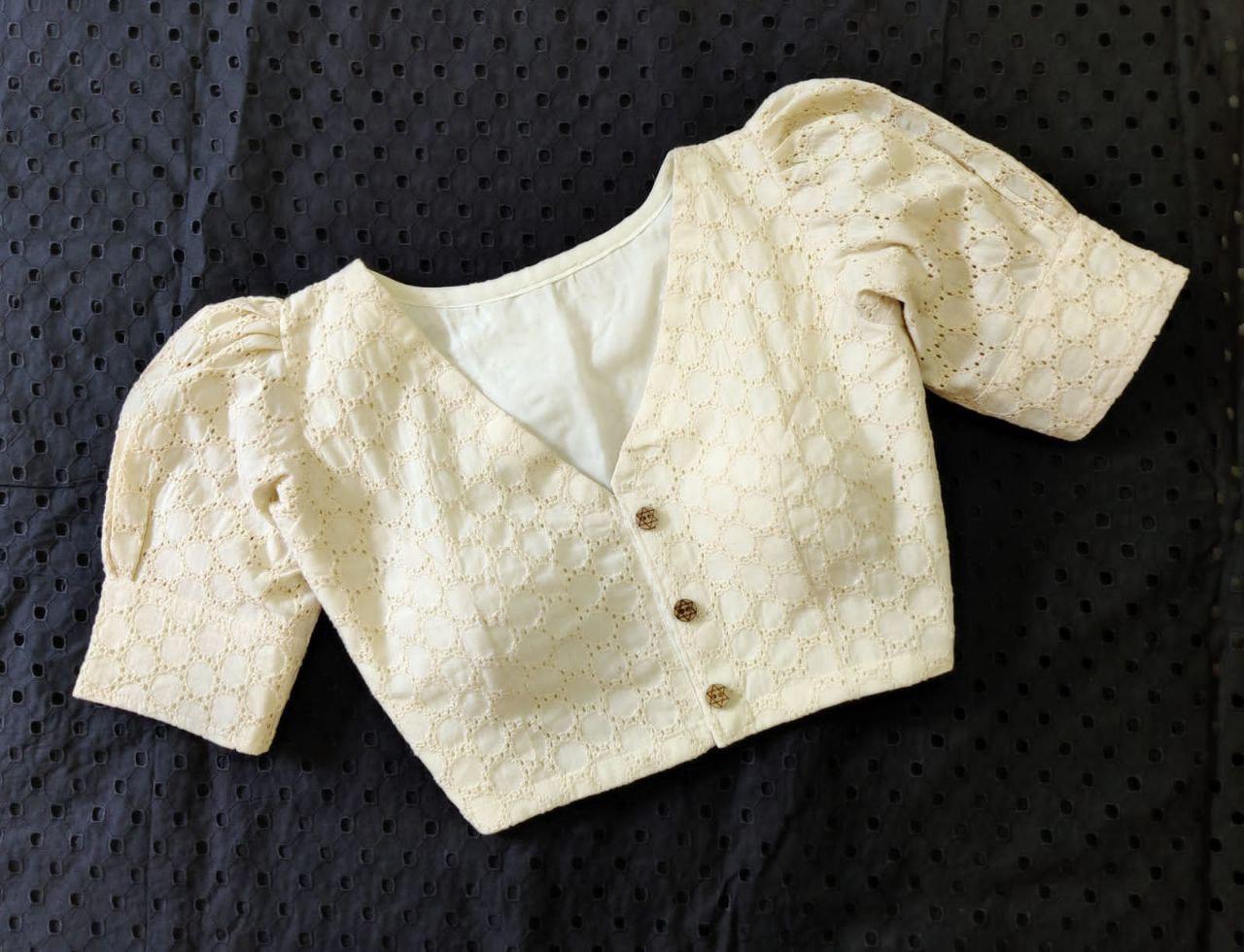 Hakoba boatneck with puff sleeve ready made blouses