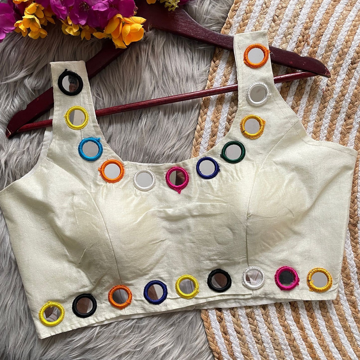 Heavy Real Mirror Work ready made blouse