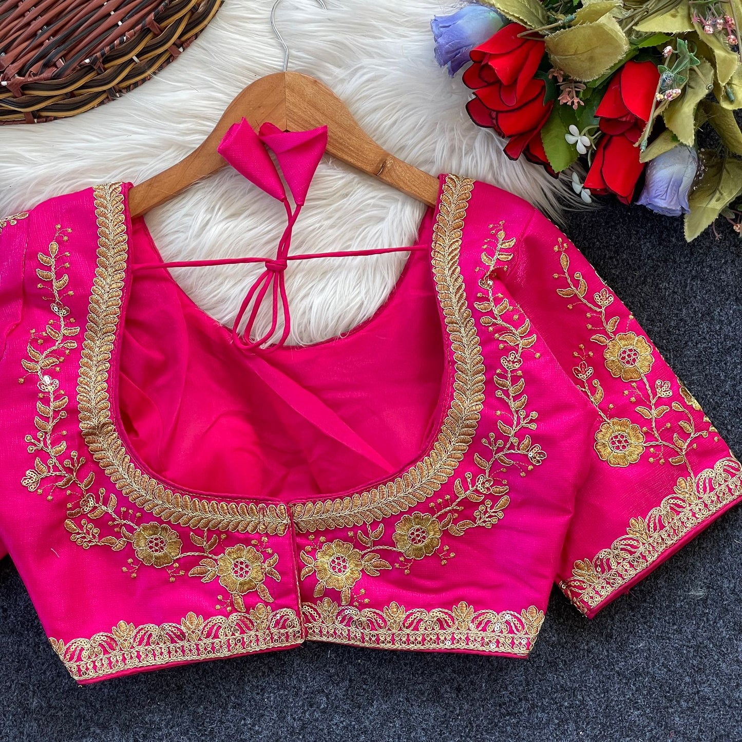 Heavy Milan Silk Embroidery With Beautiful Works Ready Made Blouse