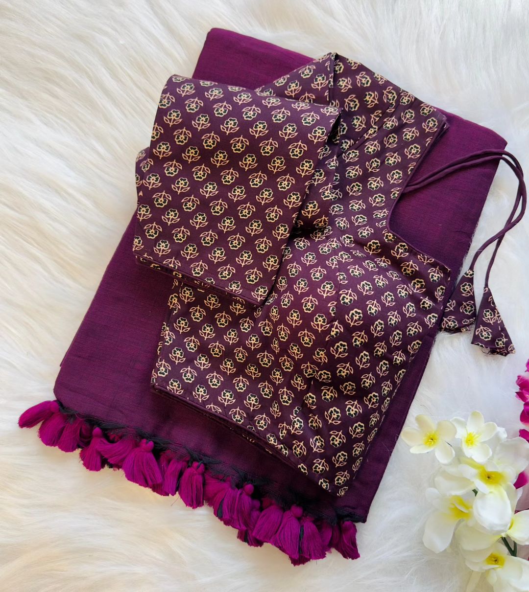 Original cotton saree with full sleeve blouse