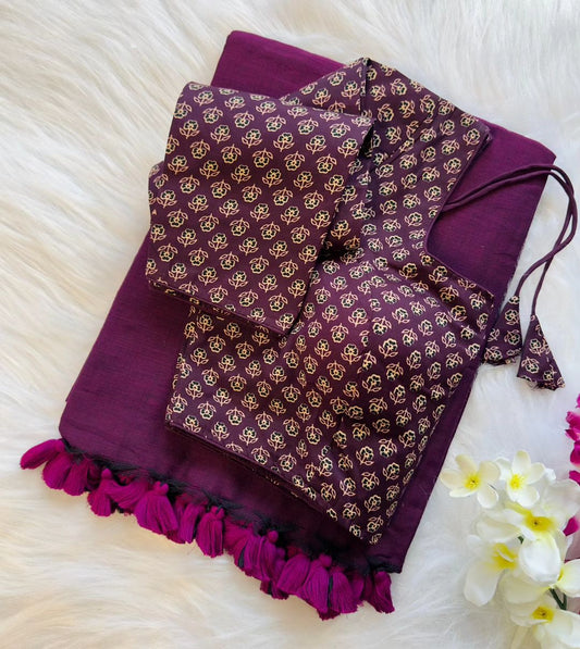 Original cotton saree with full sleeve blouse