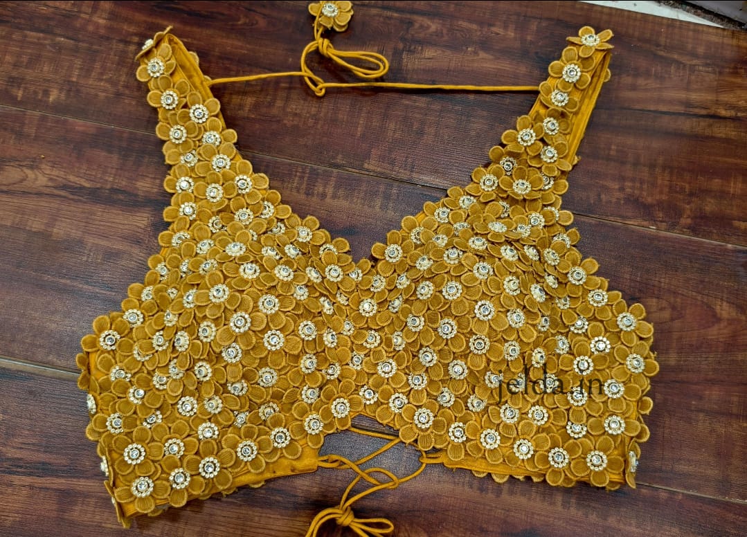 Exclusive Flower beads and lace handwork custom made blouse