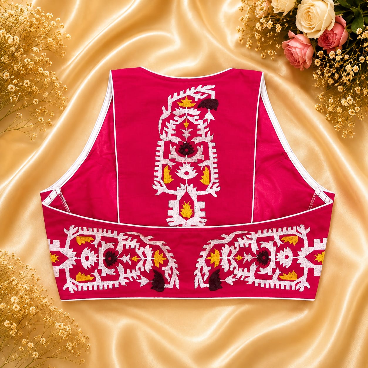 New cotton halter thread embroidery ready made blouse