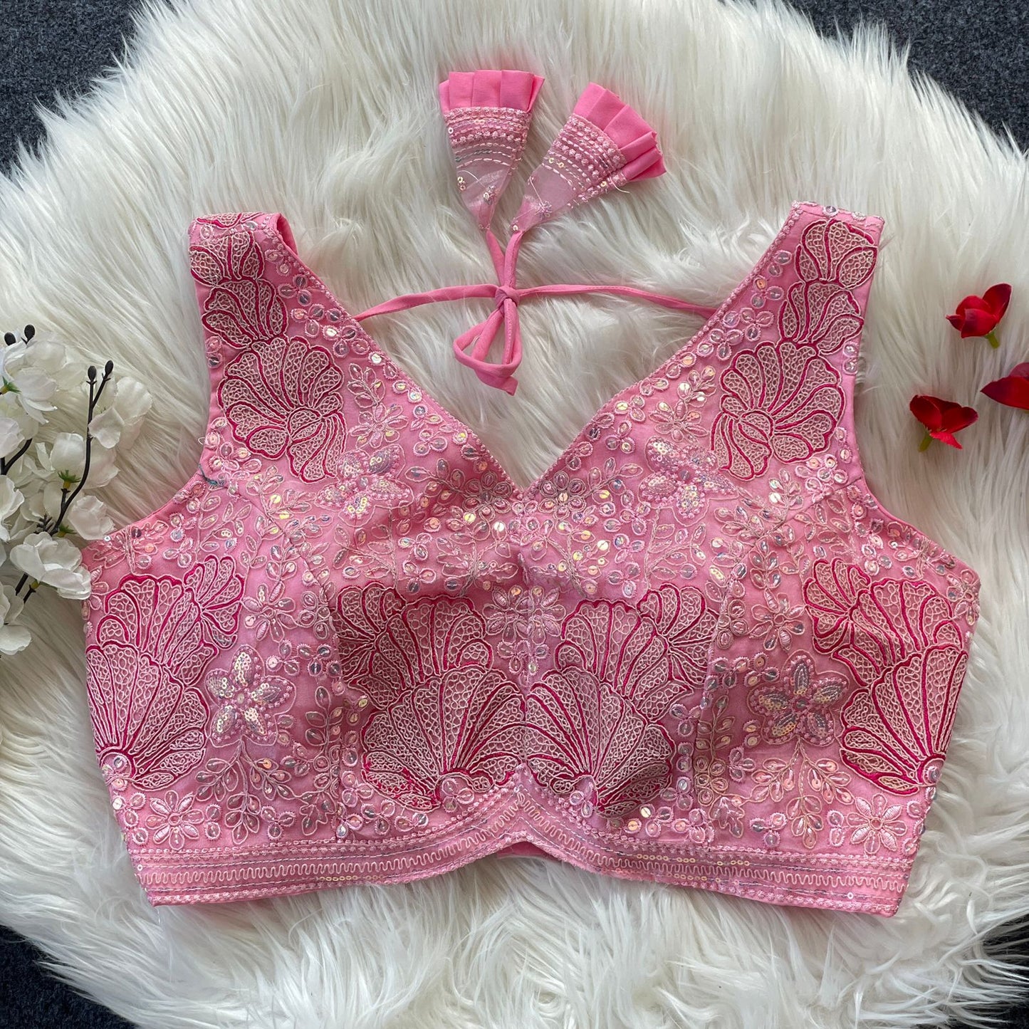 Heavy power net ready made blouse
