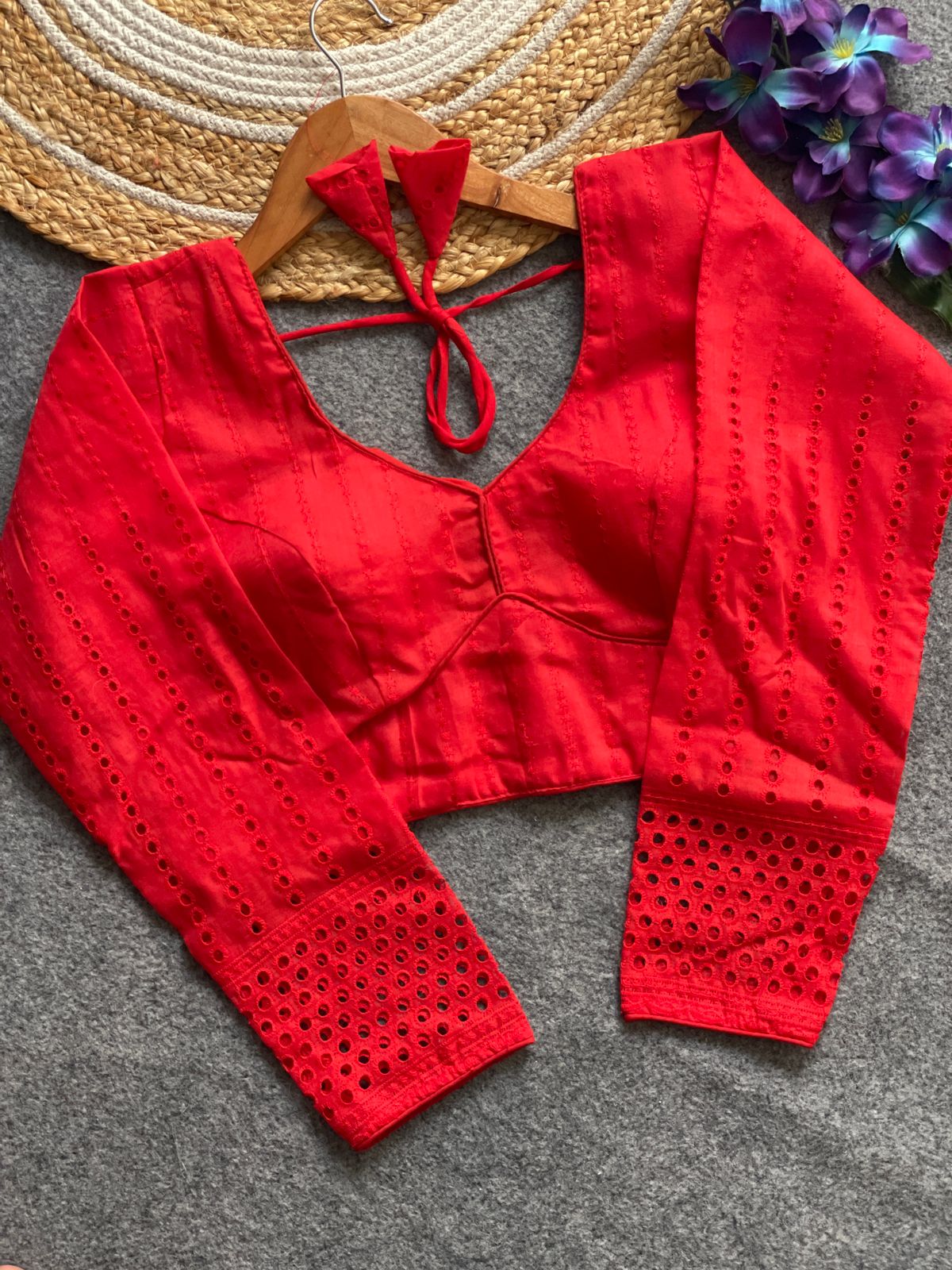 Pure  cotton hakoba full sleeve ready made blouse
